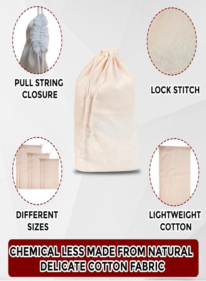 COMFORT WEAVE Cotton Mesh Vegetable Box For Fridge - Pack of 12 Eco-Friendly Drawstring Fridge Storage Bags, Vegetable Storage Bags for Refrigerator, Reusable - Image 5